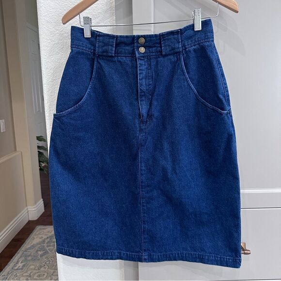 Vintage CALVIN KLEIN 80s / 90s Denim Midi Skirt Sz (vintage 12) - M medium - Picture 8 of 8